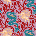 Fantasy wallpaper with teal dragons and golden unicorns on lavender background.